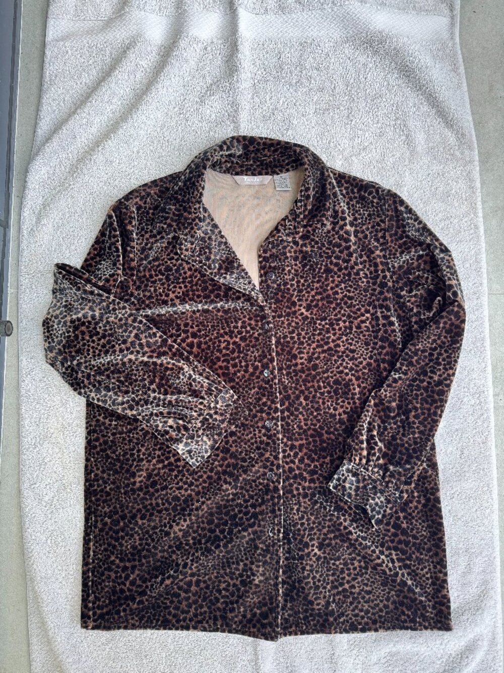 Vintage TanJay Velour Cheetah Print Blouse